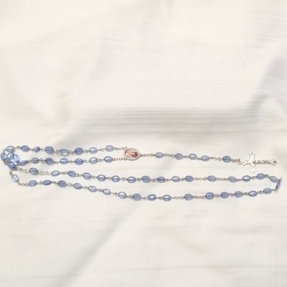 Silver Blue Rosary Cross Crucifix - Picture 5 of 5